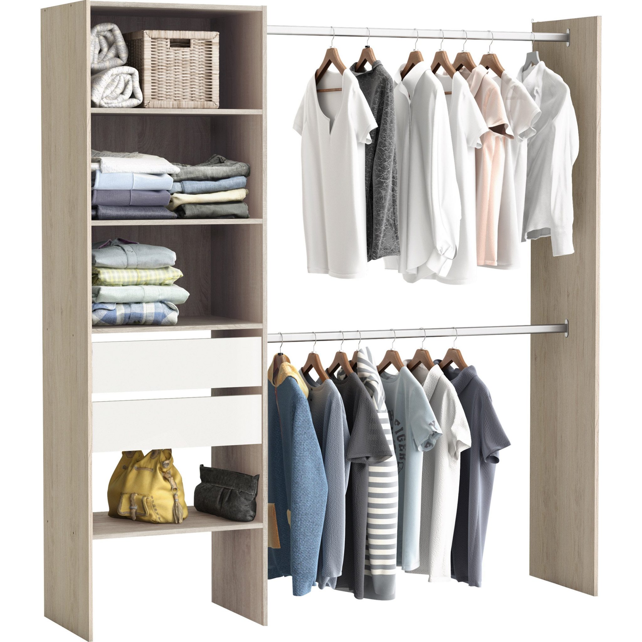 Kit Dressing Chêne Dakota / Blanc Doubles Colonnes Duo H dedans Kit