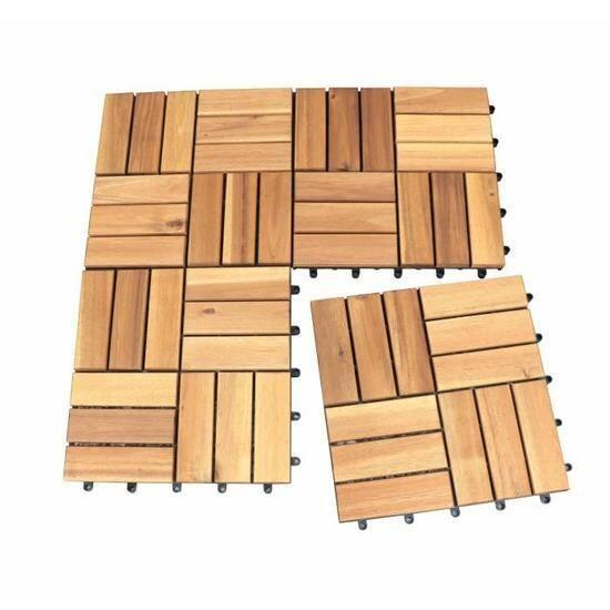 Lot De 10 Dalles Clipsables En Bois D'Acacia Fsc – 30 X 30 tout Dalle Clipsable Bois Acacia