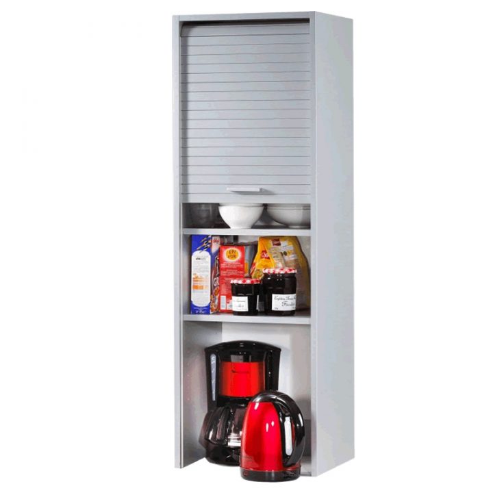 Meuble De Cuisine Gris Aluminium Rangement Rideau Bois destiné Kit Rideau Coulissant Pour Meuble