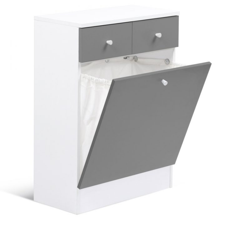 Meuble Panière À Linge Pas Cher Bois Blanc Et Gris | Id Market concernant Meuble Avec Panier À Linge Intégré Meuble Panière À Linge Pas Cher Bois Blanc Et Gris | Id Market concernant Meuble Avec Panier À Linge Intégré