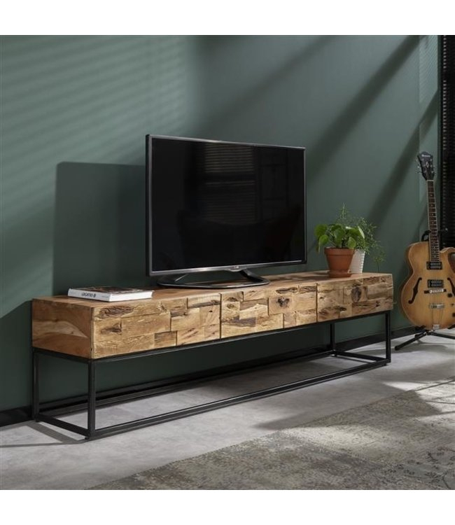 Meuble Tv Bois D'Acacia Industriel | Petits Prix à Meuble Tv La Foir Fouille