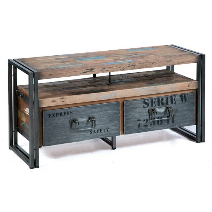 Meuble Tv Bois Metal Pas Cher – Idées De Décoration dedans Meuble Industriel Occasion Pas Cher
