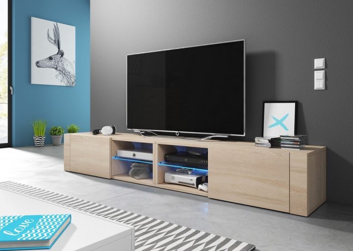 Meuble Tv Design Brest-Hit Xxl, 2 Mètres, 2 Portes Et 4 concernant Meuble Tv + Vitrine Conforama