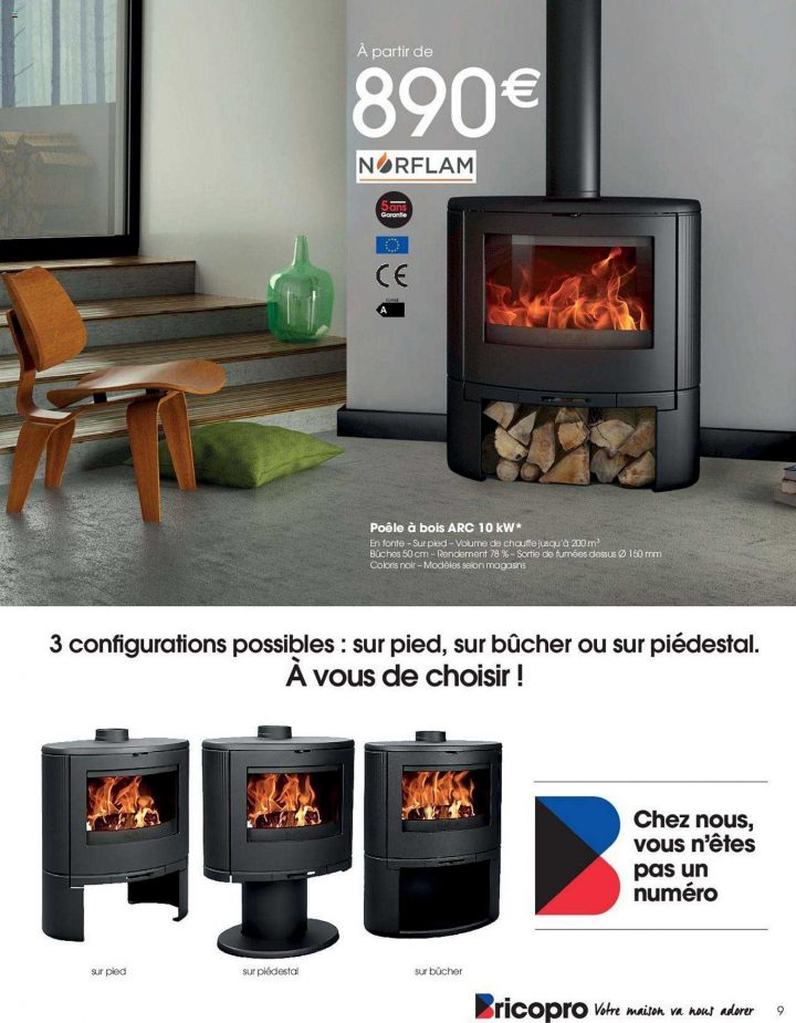 Offre Poêle À Bois Arc 10 Kw Norflam Chez Brico Pro à Poele A Bois Brico Depot