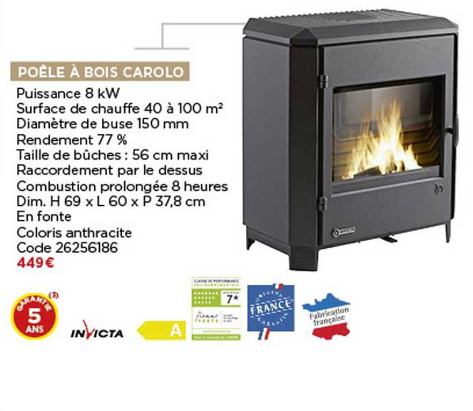 Offre Poêle À Bois Carolo Invicta Chez Bricomarche encequiconcerne Poele A Bois Brico Depot