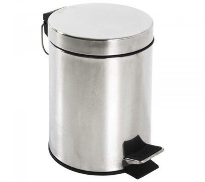 Poubelle À Pédale Coloris Inox Brillant – H 24 X Ø 17 Cm serapportantà Poubelle Inox Toilette