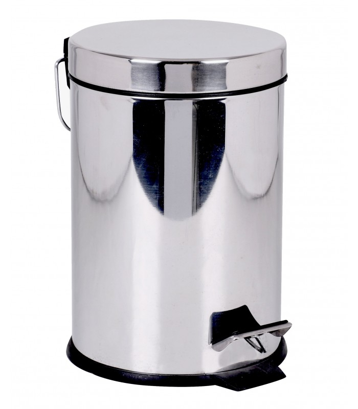 Poubelle Ronde À Pédale En Inox Brillant – 3L destiné Poubelle Inox Toilette