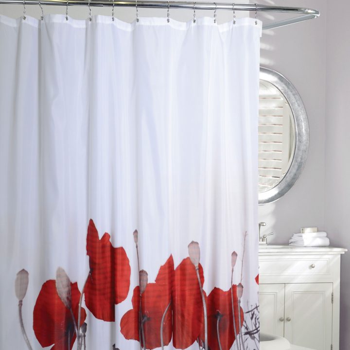 Rideau De Douche En Tissu « Poppy Fields » | Rideaux De dedans Rideau De Douche Centrakor