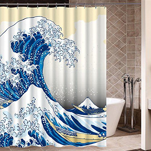 Rideau De Douche Japonais Hokusai Le Décor De Salle De dedans Rideau De Douche Centrakor