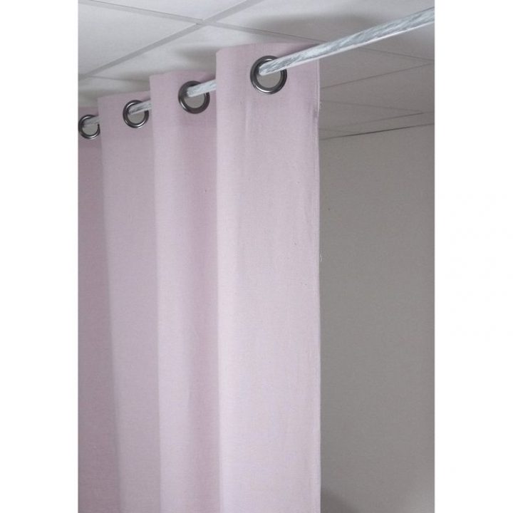 Rideau Tamisant, Polylin Rose Poudre L.140 X H.250 Cm concernant Rideau Tosca Rose Poudre