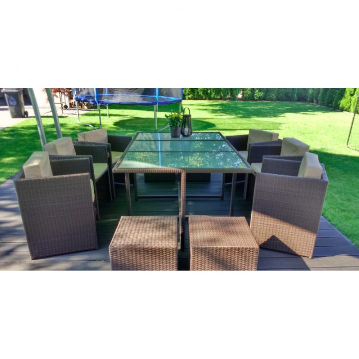 Salon De Jardin 10 Personnes En Résine Tressée Marron intérieur Salon De Jardin En Resine Marrakech