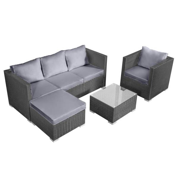 Salon De Jardin Bas Résine Tressée Gris 4 Places Cargèse concernant Coussin Pour Salon De Jardin En Resine