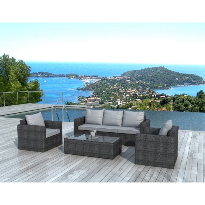 Salon De Jardin En Résine Tressée Ronde Grise Napoli concernant Salon De Jardin En Resine Marrakech