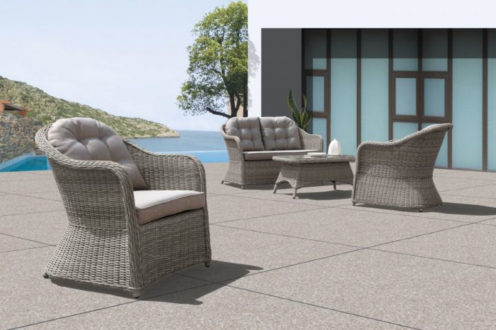 Salon De Jardin Gris Clair En Résine Tressée 4 Places dedans Salon De Jardin En Resine Marrakech