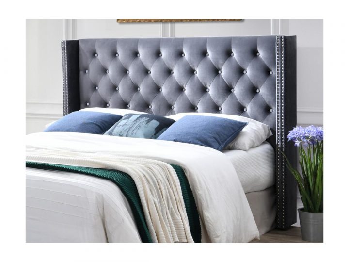 Tête De Lit Capitonnée Massimo – Velours – 160 Cm – Gris dedans Tête De Lit Bouchara Eurodif