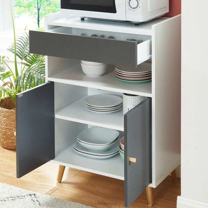 meuble micro onde gris
