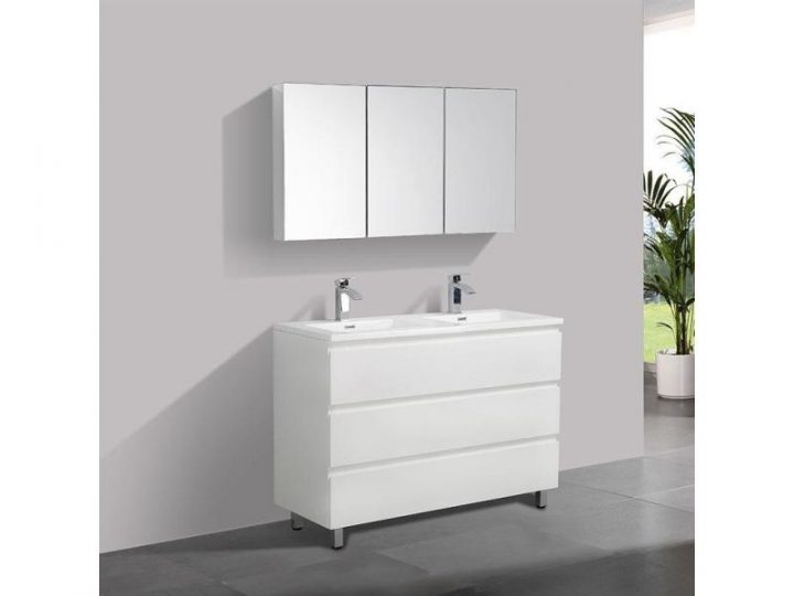 meuble salle de bain blanc laque