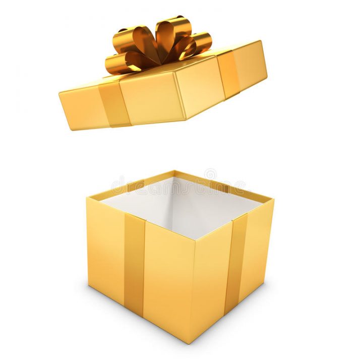 3D Gold Gift Box Opens Stock Illustration. Illustration Of avec Gift Volet Qui S&#039;Ouvre