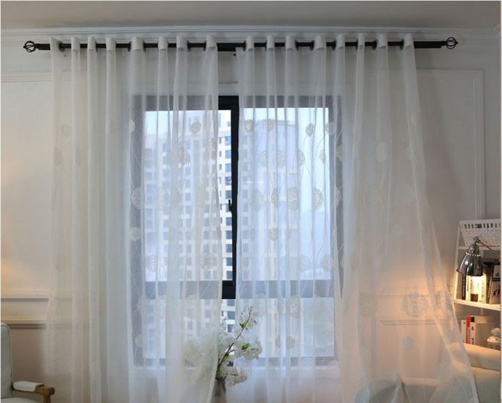 Acheter Brodé Blanc Moderne Rideaux Pour Voile Salon serapportantà Rideau Fenetre Outeau