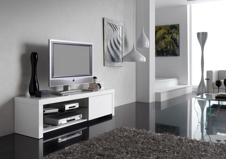 Acheter Votre Meuble Télé Moderne Blanc, 1 Porte 1 Niche dedans Photos Avec Meuble Tv Alphonse De Chez But