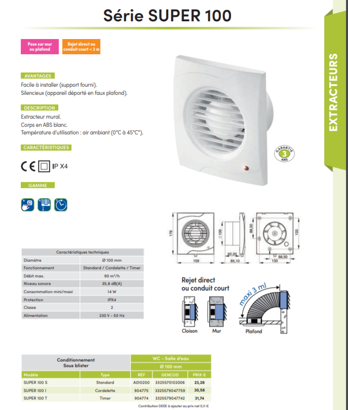 Aérateur Timer 85 M3/H | Bricoman serapportantà Extracteur D'Air Hbh Super 100T Aérateur Timer 85 M3/H | Bricoman serapportantà Extracteur D'Air Hbh Super 100T
