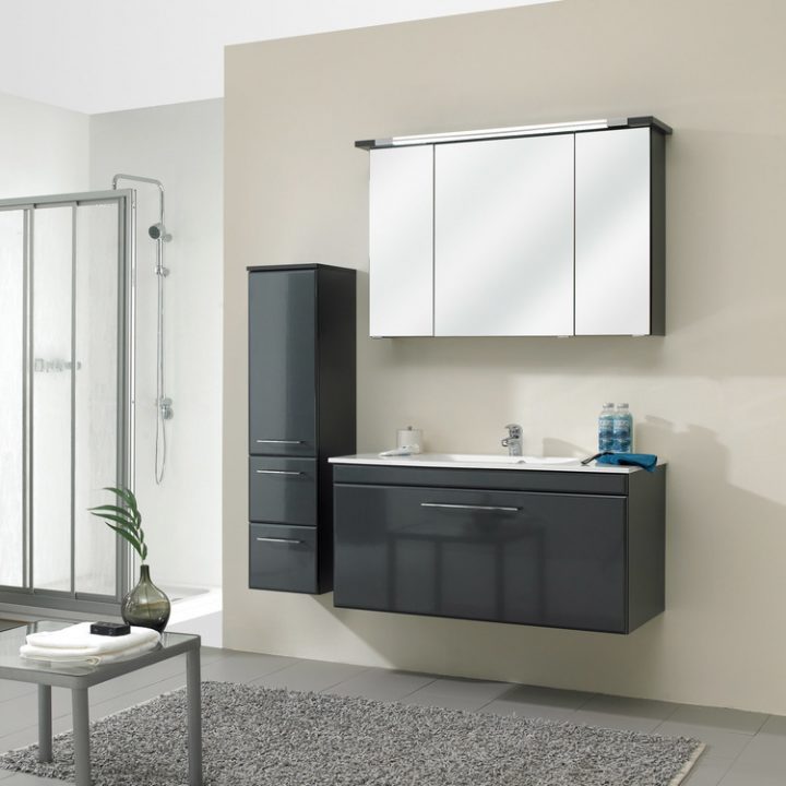 Armoire De Toilette 3 Portes Miroir Avec Éclairage L90 Cm pour Armoire
