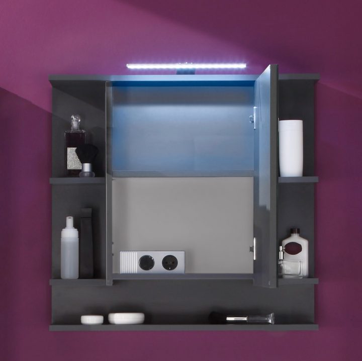 Armoire De Toilette Design Avec Éclairage Coloris Gris avec Armoire De Toilette Imandra