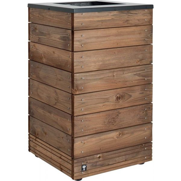 Bac À Fleurs Carré En Sapin Et Acier Noir Selekt (Hauteur dedans Bac Acier Marron Bricoman