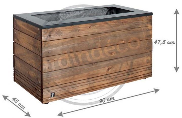 Bac À Fleurs Longueur 90Cm En Sapin Et Acier Noir Selekt intérieur Bac Acier Marron Bricoman