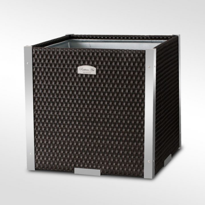 Bac À Plantes Rattan Art 46X46X46Cm En Résine Marron Foncé pour Bac Acier Marron Bricoman