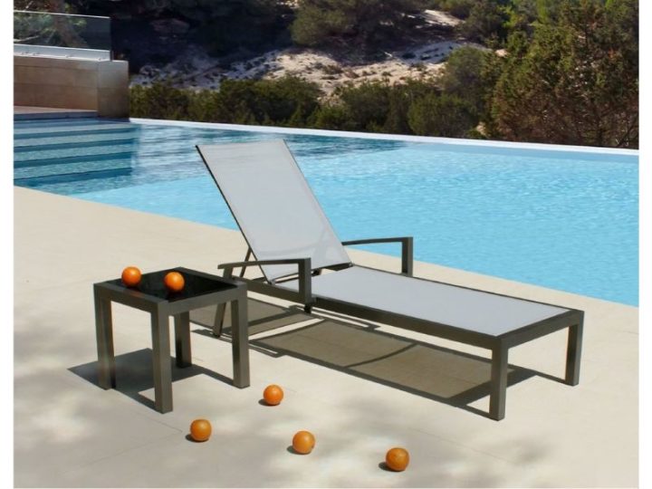 Bain De Soleil Avec Accoudoirs Alu Anthracite Textilène dedans Bain De Soleil Chez Gifi