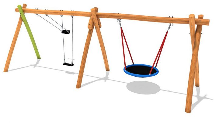 Balançoire À 4 Places Elon – Matériel: Robinier Huilé avec Balancoire 4 Places