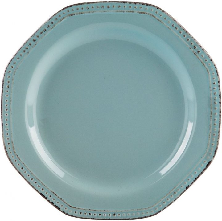 Blue Octagonal 16 Piece Dinnerware Set With Antique Rim By concernant Home Essential Tringles A Rideaux Plates