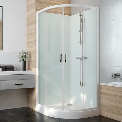 Cabine De Douche 1/4 De Rond Izi Glass 2 80X80Cm Portes avec Cabine De Douche Majesty Ii