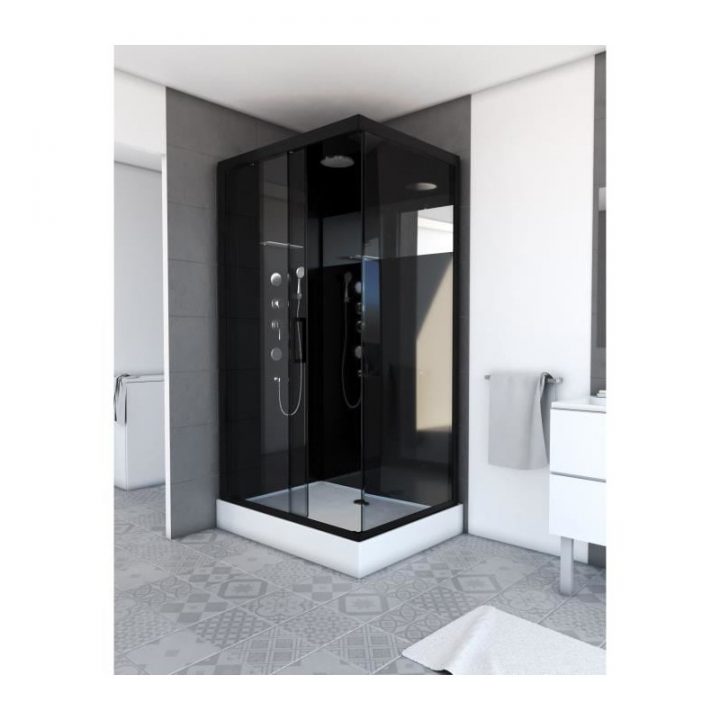 Cabine De Douche -Noire -Rectangle- 80X100X215Cm -Black encequiconcerne Pieces De Rechange Cabine De Douche Aurlane