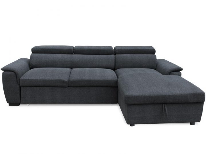Canapé D'Angle Convertible Tinda Tissu Gris Foncé – Vente avec Meridienne Cuir Havane Canapé D'Angle Convertible Tinda Tissu Gris Foncé – Vente avec Meridienne Cuir Havane
