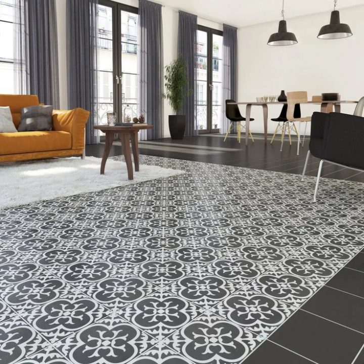 Carrelage Sol Et Mur Forte Carreau De Ciment Noir Et Blanc pour Sol Vinyle Cabochon Noir Et Blanc