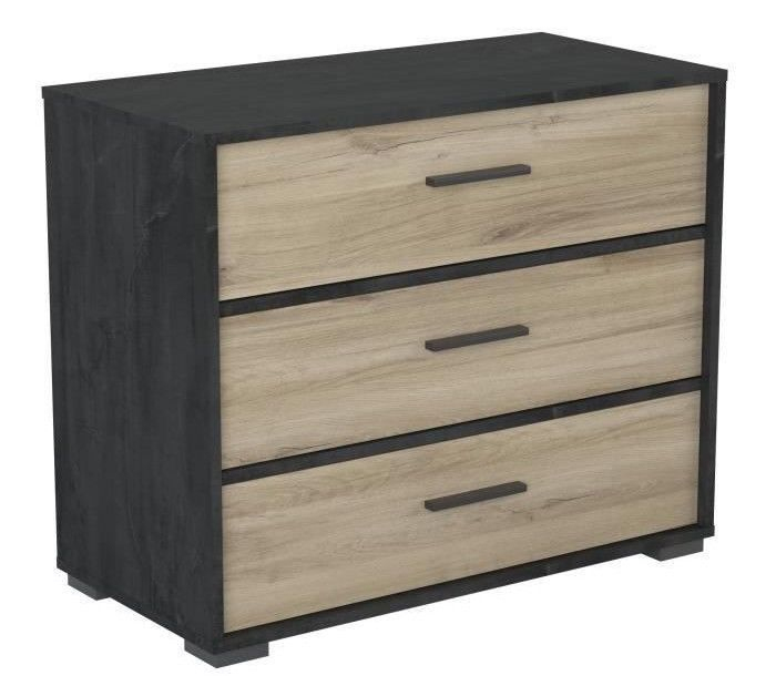 Commode 3 Tiroirs – Décor Chene Kronberg – L 79,6 X P 39,6 encequiconcerne Chene Kronberg