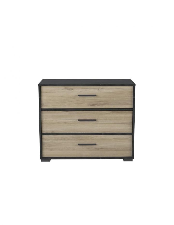 Diana Commode 3 Tiroirs Décor Chene Kronberg L 79,6 X P 39 encequiconcerne Chene Kronberg