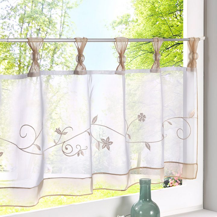 Embroidered Short Curtains For Kitchen Voile Tulle Curtain à Rideau Salon Wish
