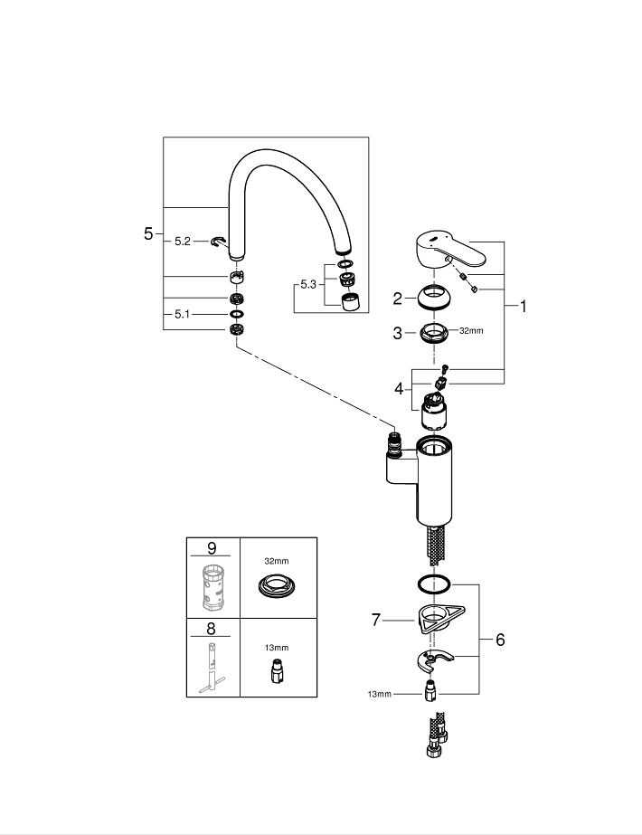 Eurostyle Cosmopolitan Mitigeur Monocommande 1/2″ Évier tout Clip De Sureté Grohe Eurostyle Cosmopolitan Mitigeur Monocommande 1/2″ Évier tout Clip De Sureté Grohe