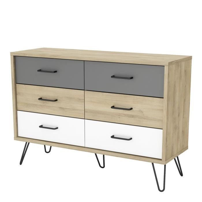 Filea Commode 6 Tiroirs – Décor Chene Kronberg Blanc Et dedans Chene Kronberg Filea Commode 6 Tiroirs – Décor Chene Kronberg Blanc Et dedans Chene Kronberg
