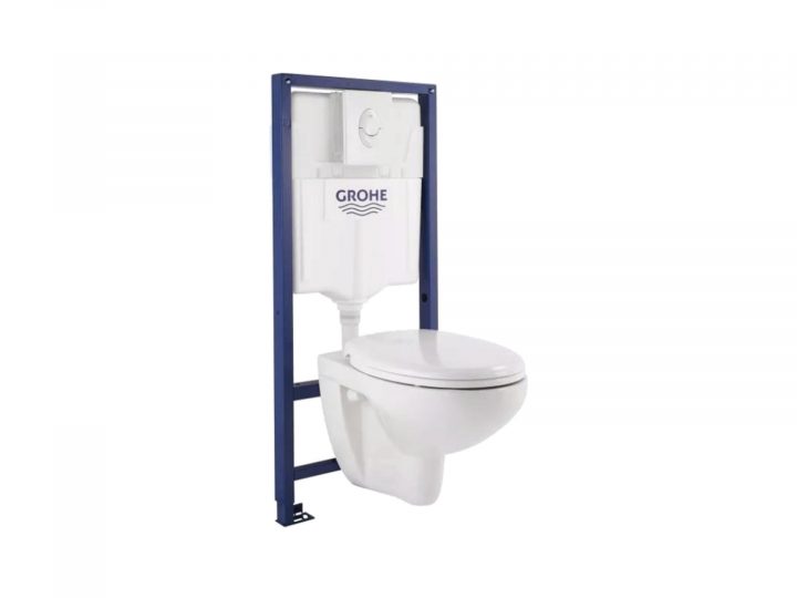 Grohe Geo Rimless Pack Wc Suspendu + Plaque De Commande | Hubo pour Gabarit Pour Percage Evacuation  Wc Sspendu Grohe