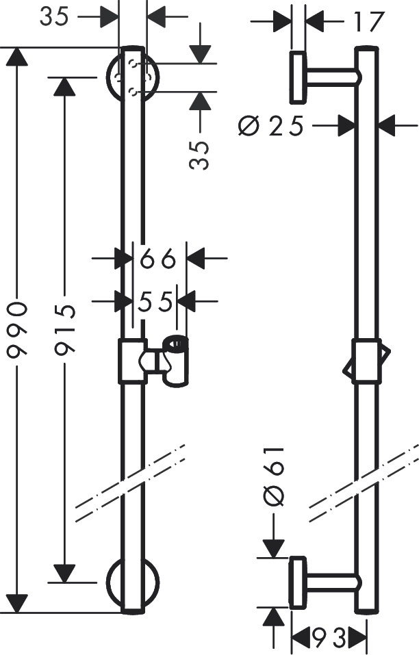 Hansgrohe Barres De Douche: Unica, Barre De Douche Comfort encequiconcerne Plan De Montage Douche Aqualine Luna Gauche Pdf