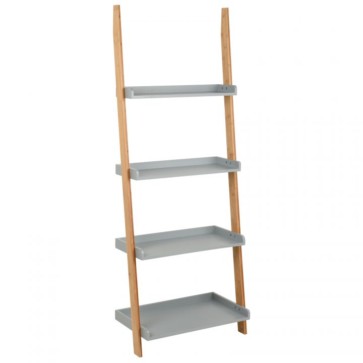 Hartleys Grey & Bamboo 4 Tier Modern Ladder Wall Shelf à Canac Joliette Etagere A 4 Tablete