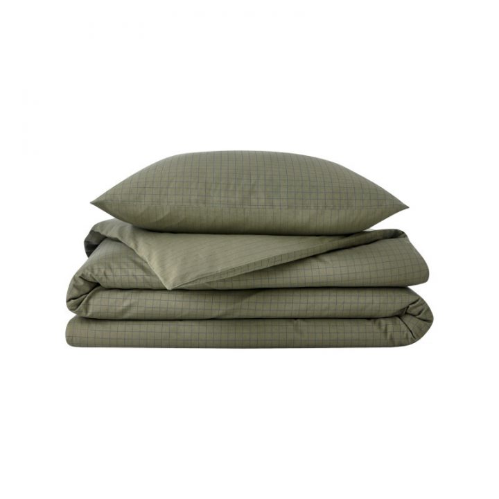 Housse De Couette Coton Imprimé Carreaux & Rayures | Linge dedans Taie D Oreiller Bouchara Eurodif Gaze Coton Lave