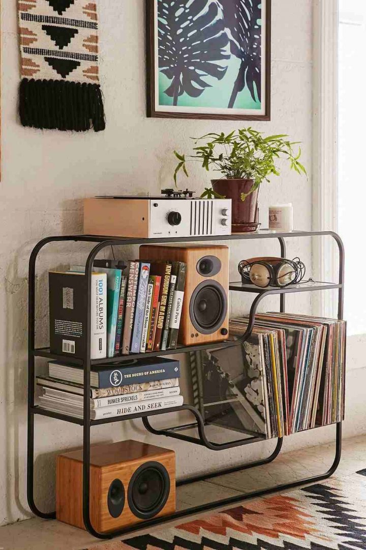 Idée Étagère Noire De Design Minimaliste | Vintage Room intérieur Rangement Vinyle Ikea