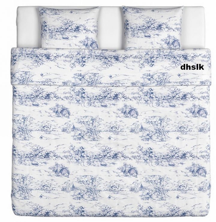 Ikea Emmie Land Queen Duvet Cover Pillowcases Set Blue tout Toile Ikea