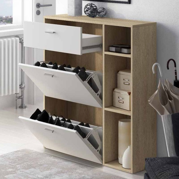 Innovation Meuble À Chaussures Wind, Chêne & Blanc à Meuble Blanc Innovation Meuble À Chaussures Wind, Chêne & Blanc à Meuble Blanc