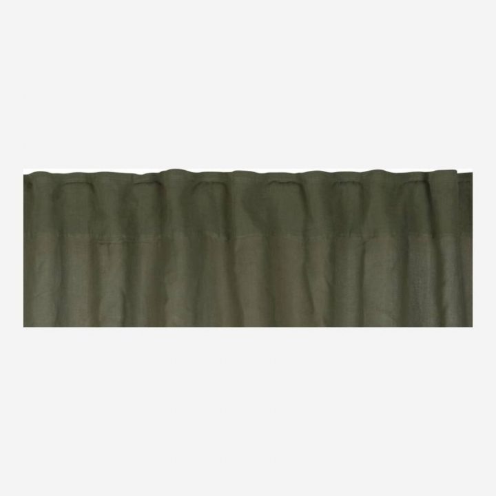 Linen – Lot De 2 Rideaux En Lin – 140 X 260 Cm – Kaki concernant Habitat Rideaux